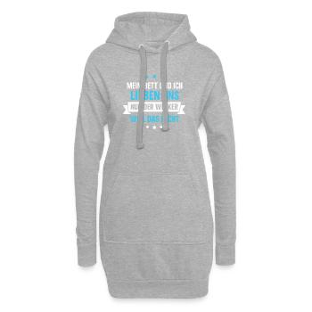 Mein Bett und ich – nur der Wecker nicht Spruch - Hoodie-Kleid - Grau meliert - Vorne
