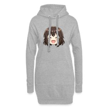 Chibi Gesicht Braunes Lächeln - Hoodie-Kleid - Grau meliert - Vorne