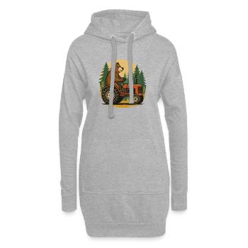 Bärenfarmer im Traktor - Hoodie-Kleid - Grau meliert - Vorne