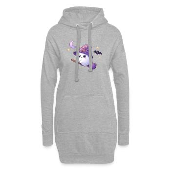 Kawaii Hexen‑Geist auf Besen – Halloween Shirt - Hoodie-Kleid - Grau meliert - Vorne