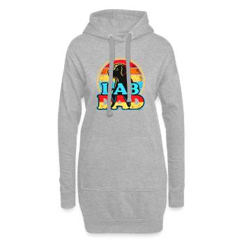 Retro Lab Papa, Labrador Hund Papa - Hoodie-Kleid - Grau meliert - Vorne