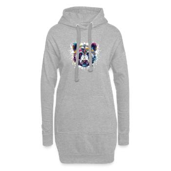 Bunter Panda Kopf Farbexplosion - Hoodie-Kleid - Grau meliert - Vorne