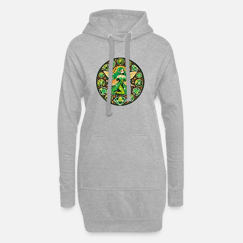 Smaragd-Fee-Mandala - Hoodie-Kleid - Grau meliert