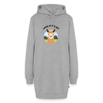Lustiger Lama-Cartoon – Lama allein - Hoodie-Kleid - Grau meliert - Vorne