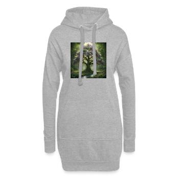 Waldbaum mit Fliederblüten - Hoodie-Kleid - Grau meliert - Vorne