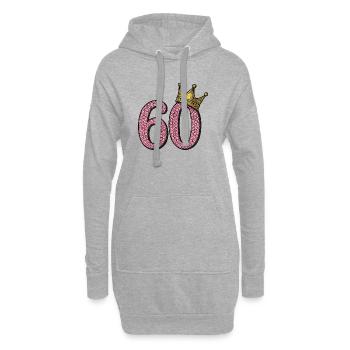 60 Geburtstag Pink Pailletten Krone Frauen - Hoodie-Kleid - Grau meliert - Vorne