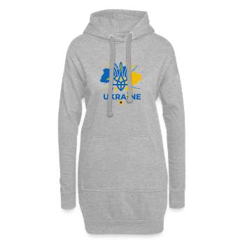 Blauer Dreizack Ukraine Emblem - Hoodie-Kleid - Grau meliert - Vorne