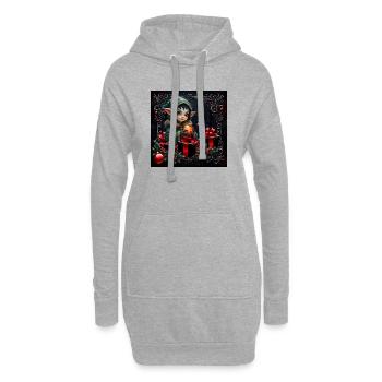 Weihnachtself in festlicher Szene - Hoodie-Kleid - Grau meliert - Vorne