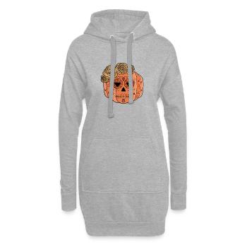 Blumen Zucker Schädel Kürbis Gesicht - Hoodie-Kleid - Grau meliert - Vorne