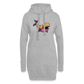 baleine Halloween bande dessinée drôle - Sweat-shirt à capuche long Femme - gris chiné - Devant