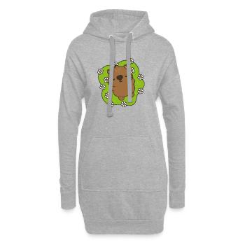 Niedlicher Biber mit floralem Herz - Hoodie-Kleid - Grau meliert - Vorne