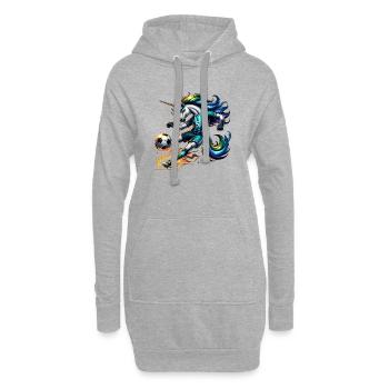 Einhorn Fußballer 57 Regenbogen Kicker Magie - Hoodie-Kleid - Grau meliert - Vorne