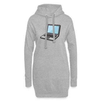 Illustration d’ordinateur portable bleu - Sweat-shirt à capuche long Femme - gris chiné - Devant