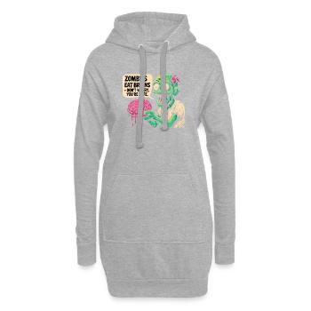 Zombie Gehirn Spaß Retro - Hoodie-Kleid - Grau meliert - Vorne