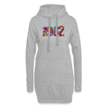 1982 – Geburt, Abitur, Einschulung, Heirat, Ehe - Hoodie-Kleid - Grau meliert - Vorne