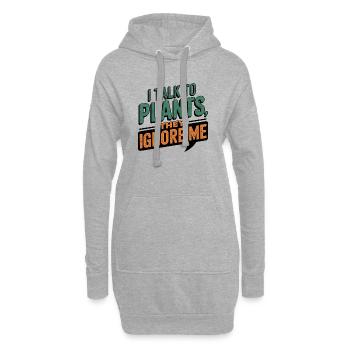 Je parle aux plantes, elles m’ignorent - Sweat-shirt à capuche long Femme - gris chiné - Devant