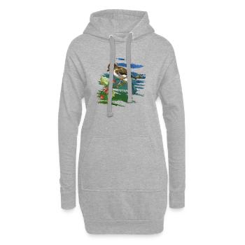 Bunter Vogel - Hoodie-Kleid - Grau meliert - Vorne