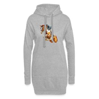 Galoppierender Reiter im Sprung - Hoodie-Kleid - Grau meliert - Vorne