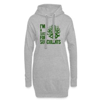 Ich bin ein Sukka für Sukkulenten - Hoodie-Kleid - Grau meliert - Vorne