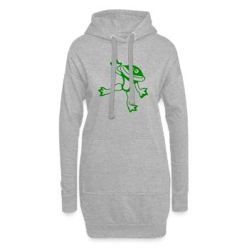 Frosch Kröte Tanzt Lustig Albern Frech Winkt Comic - Hoodie-Kleid - Grau meliert - Vorne