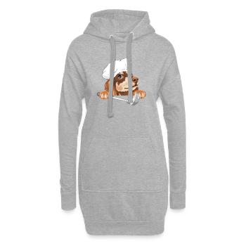 Teckel rêveur cuisinier avec une louche - Sweat-shirt à capuche long Femme - gris chiné - Devant