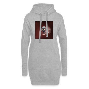 Freche Katze auf rotem Fahrrad - Hoodie-Kleid - Grau meliert - Vorne