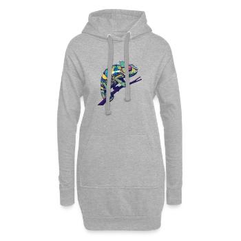 Pop Art Caméléon – Motif animal coloré - Sweat-shirt à capuche long Femme - gris chiné - Devant