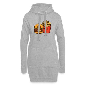 Kawaii Burger & Fries Duo - Sweat-shirt à capuche long Femme - gris chiné - Devant