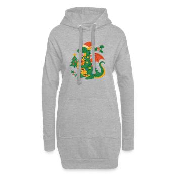 Festlicher Drache mit Geschenken - Hoodie-Kleid - Grau meliert - Vorne
