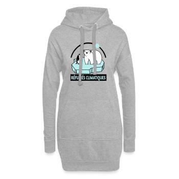 Réfugiés climatiques - Sweat-shirt à capuche long Femme - gris chiné - Devant