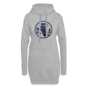 Kristall-Eulenzauber in Mitternachtsfarben - Hoodie-Kleid - Grau meliert - Vorne