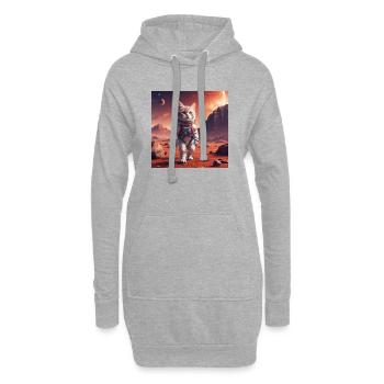 Katzenastronaut auf Mars - Hoodie-Kleid - Grau meliert - Vorne