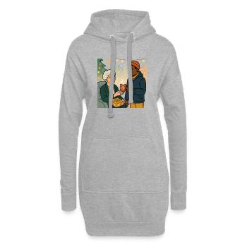 Grand-mère Karin avec son petit-fils - Sweat-shirt à capuche long Femme - gris chiné - Devant