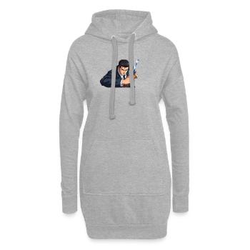 anime im Anzug mit Schwert - Hoodie-Kleid - Grau meliert - Vorne
