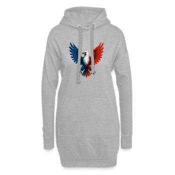 Aigle flamboyant bleu blanc rouge France Patriote - Sweat-shirt à capuche long Femme - gris chiné - Devant