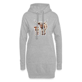 Longhorn mit Kalb – Westernklassiker  - Hoodie-Kleid - Grau meliert - Vorne
