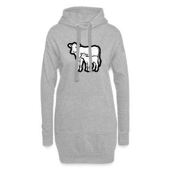 Kuh und Kalb – Zeitloses Linienmotiv; lineart - Hoodie-Kleid - Grau meliert - Vorne