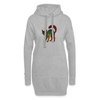 Galaktische Glitzerkatze zu Halloween - Hoodie-Kleid - Grau meliert - Vorne