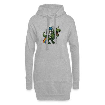 Astronaut Riding Unicorn T-Rex - Hoodie-Kleid - Grau meliert - Vorne