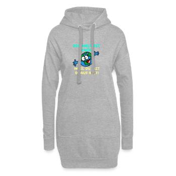 Die Welt ist schön, weil du mit drauf bist - Hoodie-Kleid - Grau meliert - Vorne
