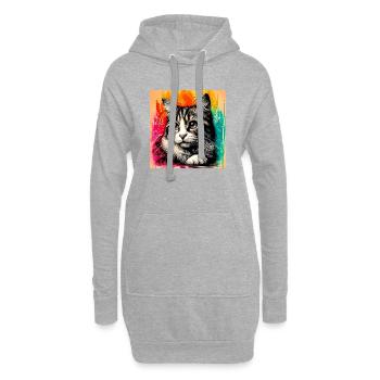 cat - Hoodie Dress - heather grey - Front