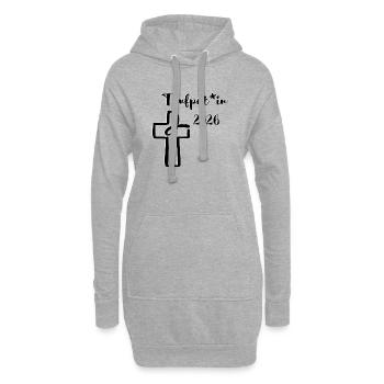 Taufe 2026 gendergerechte Patenschaft Kreuz Fisch - Hoodie-Kleid - Grau meliert - Vorne