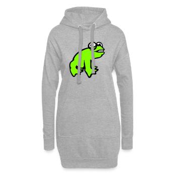 Frosch grinst cool lustig Comic verrückte Kröte - Hoodie-Kleid - Grau meliert - Vorne