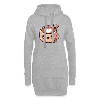 Niedlicher Cartoon-Herz-Latte-Becher - Hoodie-Kleid - Grau meliert - Vorne