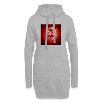 Flamant rose de Bohême avec chapeau - Sweat-shirt à capuche long Femme - gris chiné - Devant