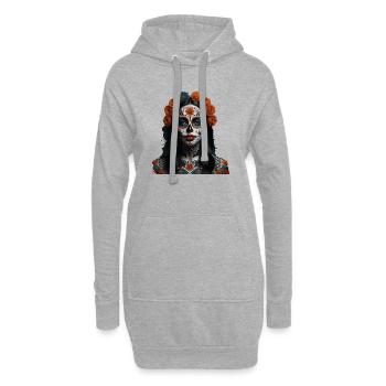 Crâne en sucre Floral Queen - Sweat-shirt à capuche long Femme - gris chiné - Devant