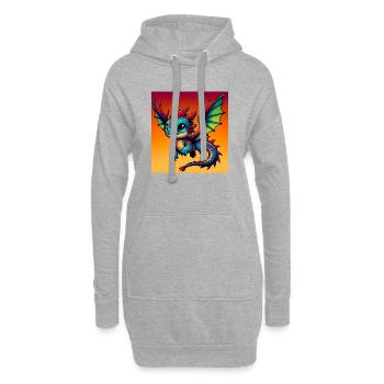 dragon - Hoodie Dress - heather grey - Front
