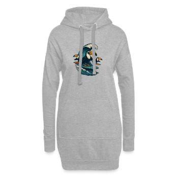 Cool Toucan Surfing Wave Art - Hoodie-Kleid - Grau meliert - Vorne