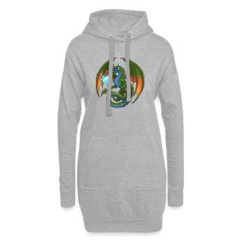 Bleu Vert Dragon Cracheur de Glace - Sweat-shirt à capuche long Femme - gris chiné - Devant