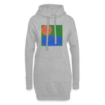 Orange Kreis und Blaues Rechteck - Hoodie-Kleid - Grau meliert - Vorne